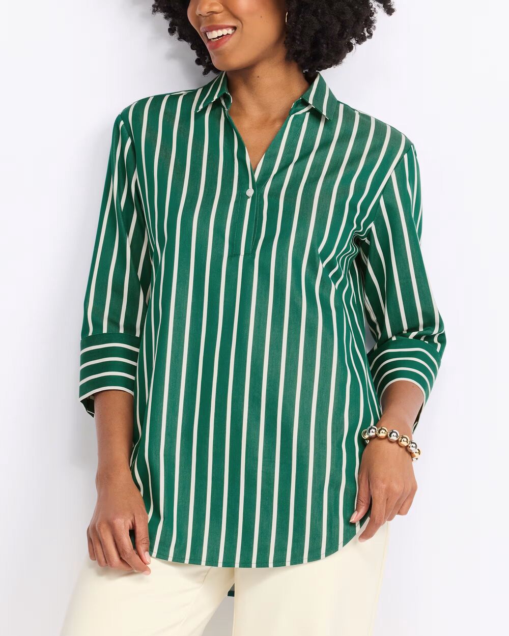 NWT 41 Hawthorn Green White Striped Sleeveless Blouse XL Workwear Office Top